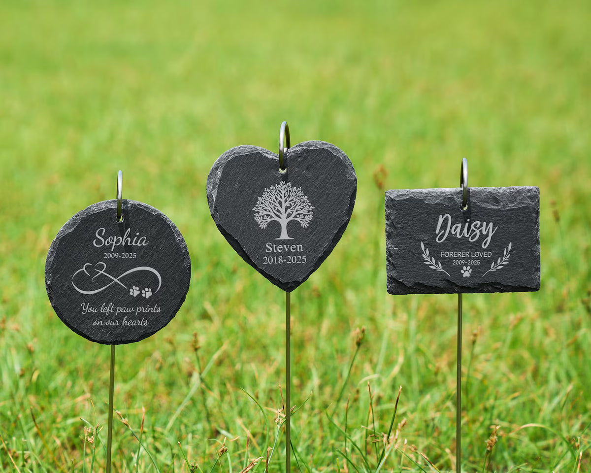 Engraved Pet Memorial Garden Stone with Stake, Personalized Dog & Cat Grave Marker, Custom Outdoor Sympathy Gift for Pet Loss Remembrance2