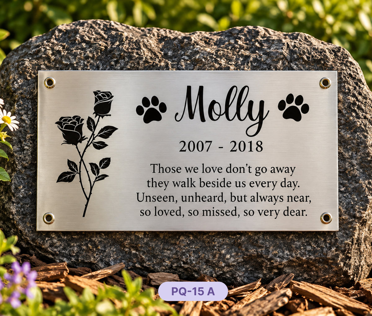 Personalised Engraved Stainless Steel Pet Memorial Plaque, Custom Outdoor Dog & Cat Grave Marker, Pet Remembrance Sign