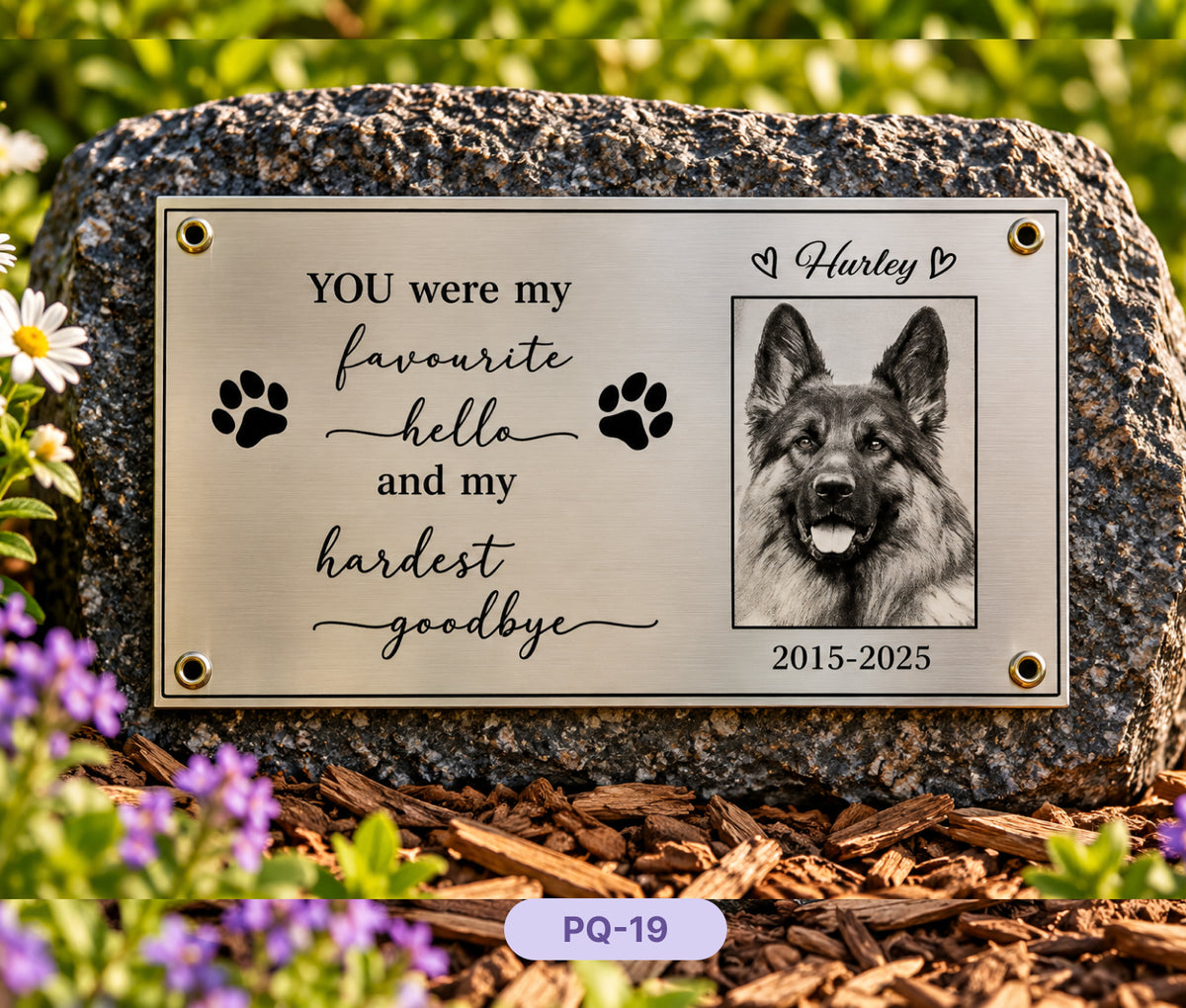 Personalised Engraved Stainless Steel Pet Memorial Plaque, Custom Outdoor Dog & Cat Grave Marker, Pet Remembrance Sign