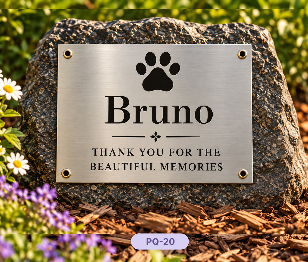 Personalised Engraved Stainless Steel Pet Memorial Plaque, Custom Outdoor Dog & Cat Grave Marker, Pet Remembrance Sign