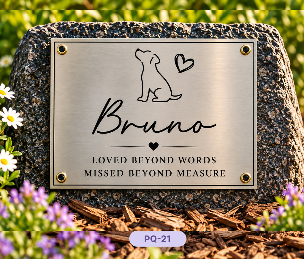 Personalised Engraved Stainless Steel Pet Memorial Plaque, Custom Outdoor Dog & Cat Grave Marker, Pet Remembrance Sign