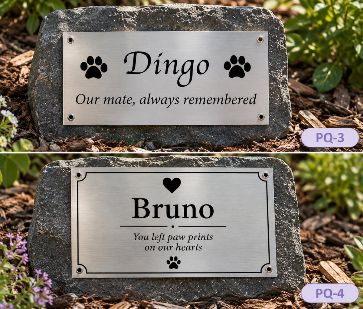 Personalised Engraved Stainless Steel Pet Memorial Plaque, Custom Outdoor Dog & Cat Grave Marker, Pet Remembrance Sign