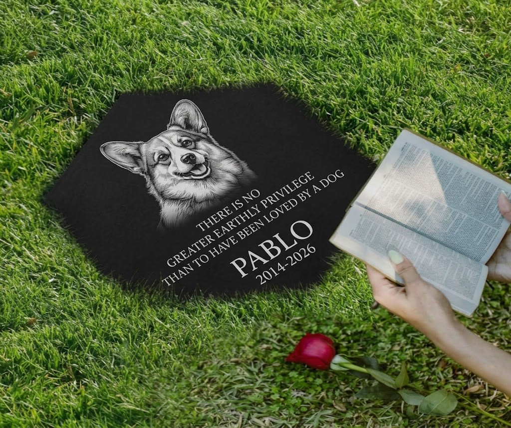 Personalised Pet Memorial Slate Plaque – Custom Photo & Text Tribute Stone