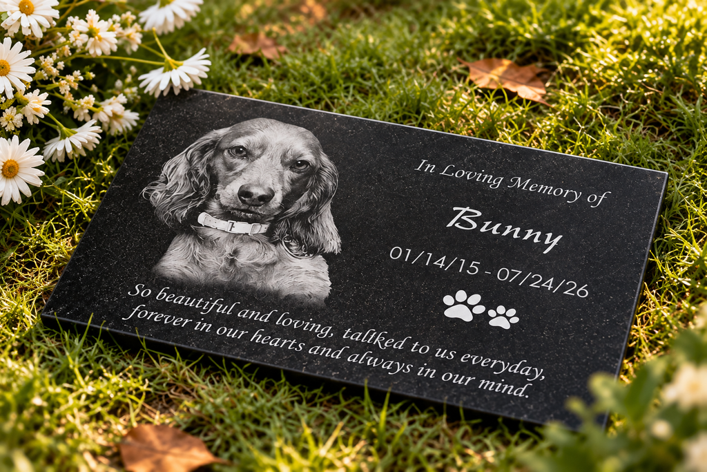 Personalised Pet Memorial Stone – Custom Dog & Cat Grave Marker with Photo