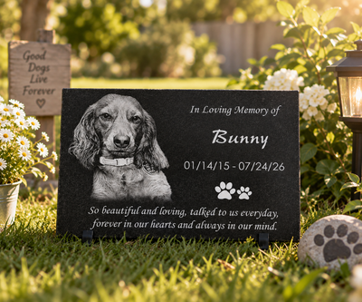 Personalised Pet Memorial Stone – Custom Dog & Cat Grave Marker with Photo
