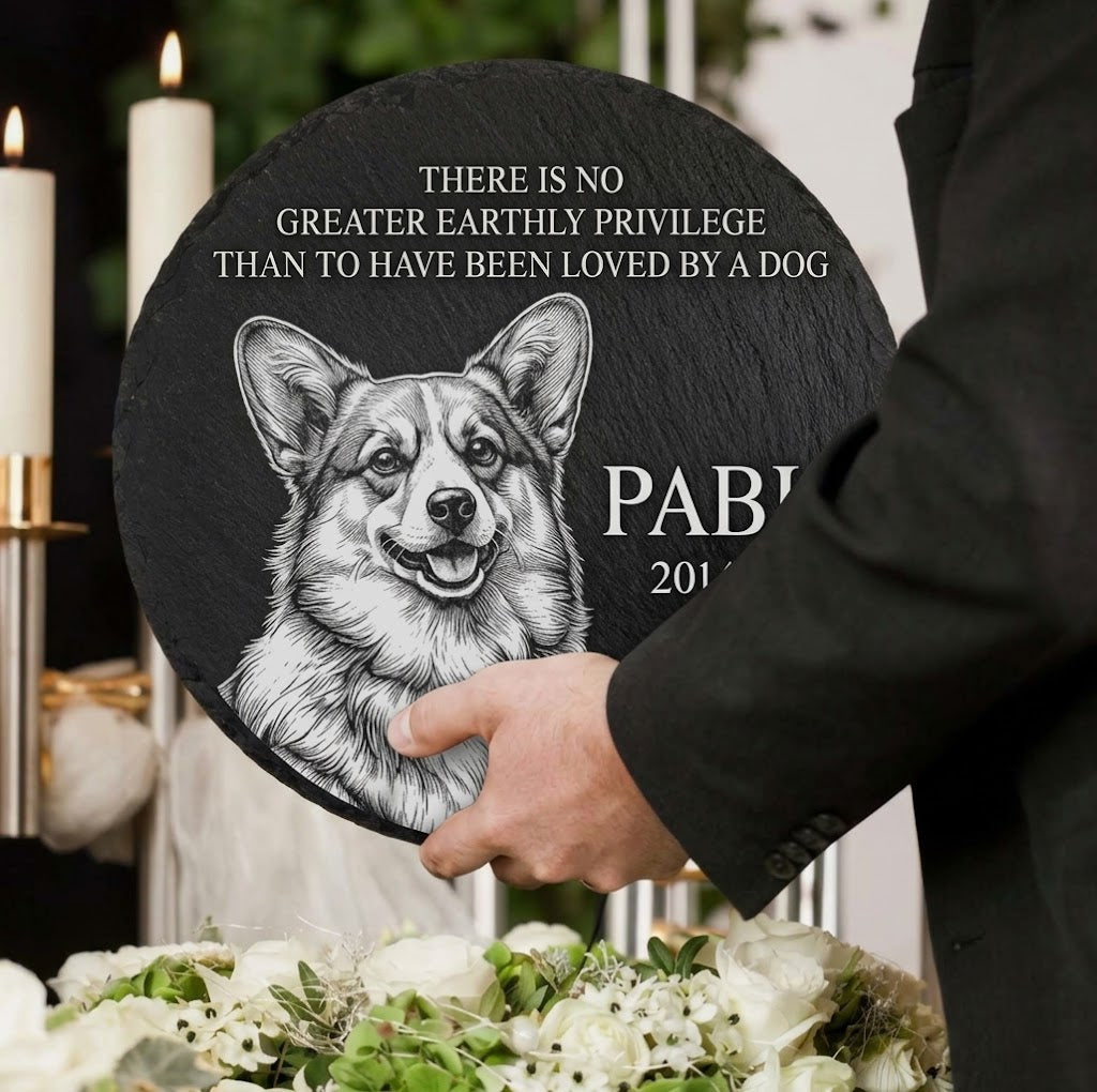 Personalised Pet Memorial Stone Plaque Custom Dog Cat Grave Marker Headstone Round